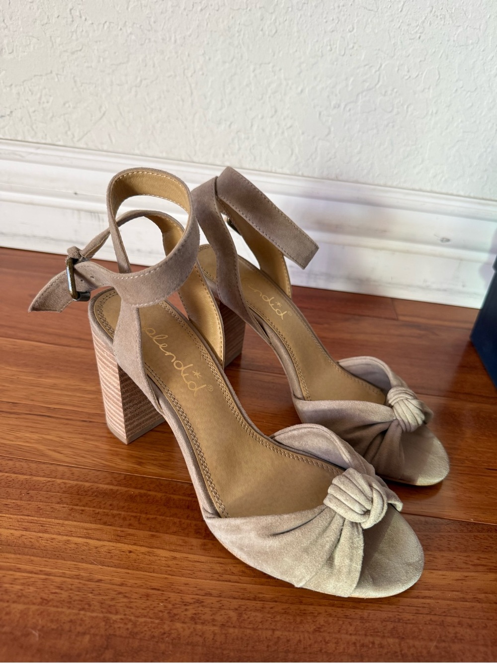 Suede Knot Block Heel Sandals